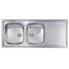 Lavello Cucina Da Incasso In Acciaio Inox 2 Vasche Con Gocciolatoio Modello Mondial - Cm.116X50 Vasca Sinistra - Profondità Vasca: 15 Cm - Hid