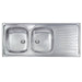 Lavello Cucina Da Incasso In Acciaio Inox 2 Vasche Con Gocciolatoio Modello Mondial - Cm.116X50 Vasca Sinistra - Profondità Vasca: 15 Cm - Hid