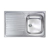 Lavello Cucina Da Incasso In Acciaio Inox 1 Vasca Con Gocciolatoio Modello Mondial - Cm.86X50 Vasca Destra - Profondità Vasca: 15 Cm - Hid