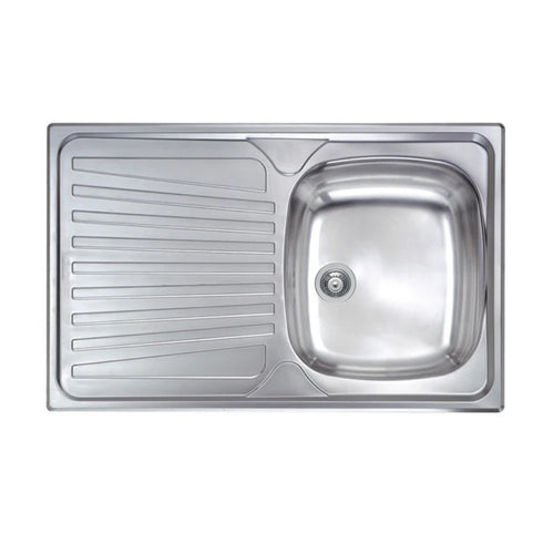Lavello Cucina Da Incasso In Acciaio Inox 1 Vasca Con Gocciolatoio Modello Mondial - Cm.86X50 Vasca Destra - Profondità Vasca: 15 Cm - Hid