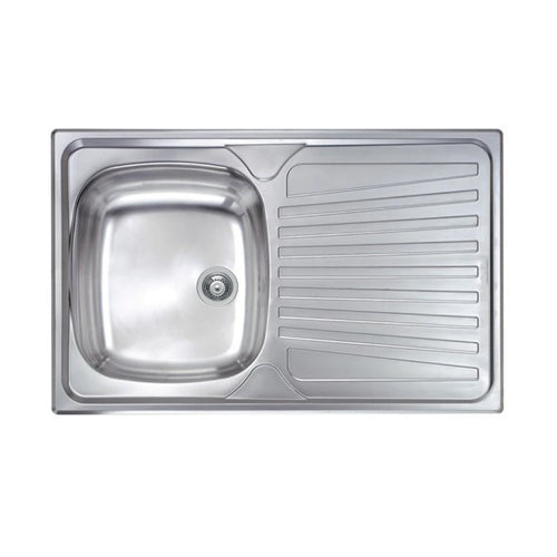 Lavello Cucina Da Incasso In Acciaio Inox 1 Vasca Con Gocciolatoio Modello Mondial - Cm.86X50 Vasca Sinistra - Profondità Vasca: 15 Cm - Hid