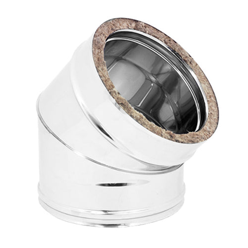 Curva 45 ° Doppia Parete Acciaio Inox Aisi 316 Parte Interna Aisi 304 Parte Esterna - Ee ¸200 Interno - Ee ¸250 Esterno - Sp. 05 Mm - Euf