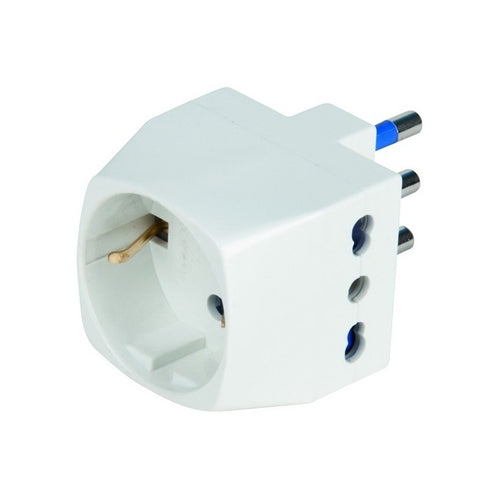 Adattatore Triplo Bivalente 2P+T Spina Schuko - 16A+T