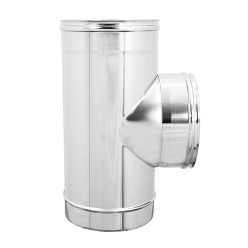 Raccordo A Tee 90 Femmina Centrale Monoparete Acciaio Inox Aisi 304 - Ø80 - Euf