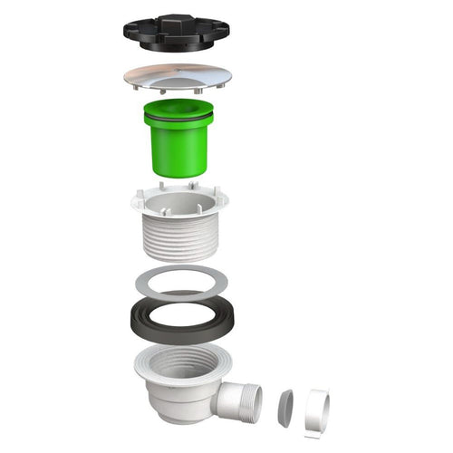 Piletta Scarico Sifonata In Abs Con Tappo Cromato E Scarico Filettato Per Piatto Doccia - Ø90Mm - Bon