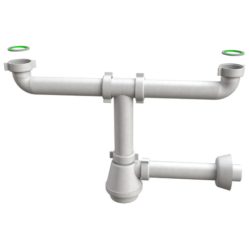 Sifone Scarico 2 Vie Senza Piletta Per Lavello In Acciaio Inox Modello Fiasca - 11/2 X Ø40X230 Mm - Bon
