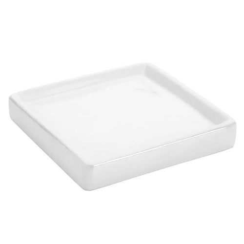 Porta Sapone Da Appoggio In Ceramica Bianca Modello Cuba - Dim. Cm(Lxpxh):12X12X2 Bianco - Fri