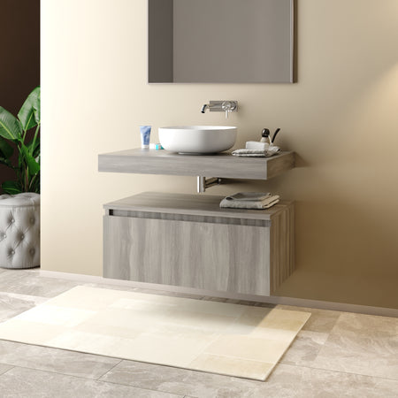 Cassettone Bagno Sospeso Da Bagno 80Cm - Dim. Cm(Lxpxh): 80X46X30 Tabacco - Mob