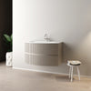 Mobile Bagno Sospeso Curvo Senza Specchio Modello Santi 90Cm - Base Sospesa -Lavabo - Cashmere -Specchio Escluso - Mob