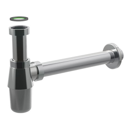 Sifone Scarico A Bottiglia In Ottone Cromato Senza Piletta Per Lavabo - Attacco Piletta 1 - Scarico Ø26X250 Mm - Bon