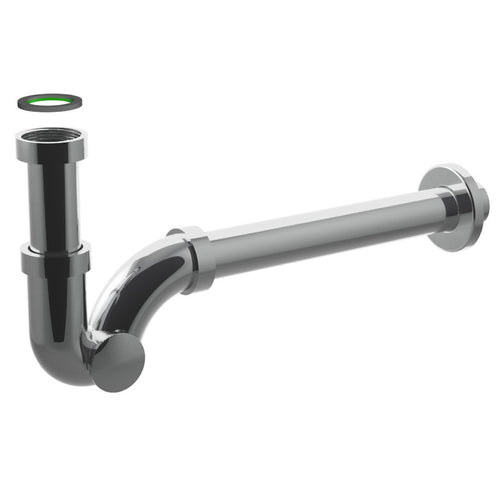 Sifone Scarico A Esse In Ottone Cromato Senza Piletta Per Bidet Con Ispezione Laterale - Attacco Piletta 11/4- Scarico Ø32X250 Mm - Bon