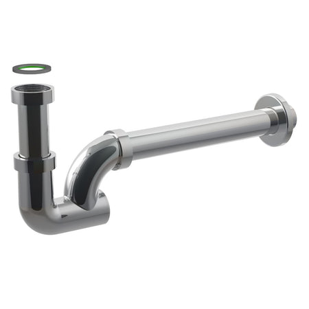 Sifone Scarico A Colonna In Ottone Cromato Senza Piletta Per Lavabo A Colonna Con Ispezione - Attacco Piletta 11/4 - Scarico Ø32X250 Mm - Bon