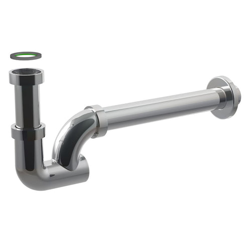 Sifone Scarico A Colonna In Ottone Cromato Senza Piletta Per Lavabo A Colonna Con Ispezione - Attacco Piletta 11/4 - Scarico Ø32X250 Mm - Bon