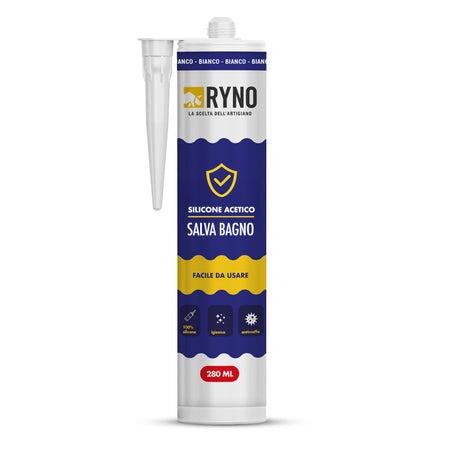 Silicone Salva Bagno Stop Muffa Bianco A Base Acetica Ryno - 310 Ml - Bianco - Ryn