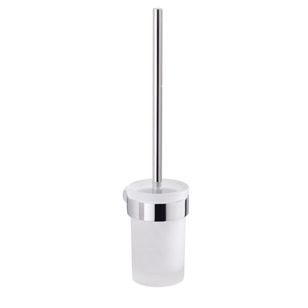 Porta Scopino Wc Da Parete In Ottone Cromato E Vetro Modello Pirenei - Dim. Cm (Lxpxh): 8,5X10,9X36,5 - Cromato - Gdy