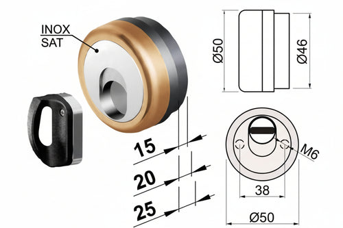 Defender Magnetico Mag Monolito Antiacido Mr500 Bronzato- - Ø Mm.50X25H. Compatibile Con Serrature Cipierre - Disec