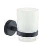 Porta Spazzolini Da Parete In Acciaio Inox E Vetro Modello Eros - Dim. Cm (Lxpxh): 6,8X10,7X9,6 - Nero Opaco - Gdy