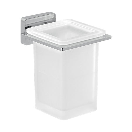 Porta Spazzolini Da Parete In Acciaio Inox E Vetro Modello Atena - Dim. Cm (Lxpxh): 8,1X10X10,7 - Cromato - Gdy