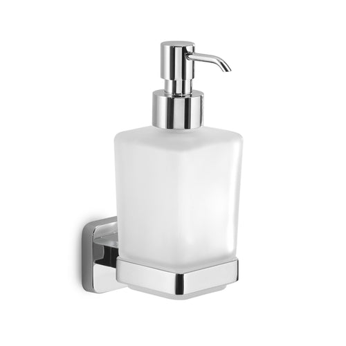 Dosa Sapone Da Parete In Acciaio Inox E Vetro Modello Tonga - Dim. Cm (Lxpxh): 6,3X11,7X17,3 - Cromato - Gdy