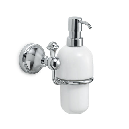 Dosa Sapone Da Parete In Acciaio Inox E Ceramica Modello Nevis - Dim. Cm (Lxpxh): 13X11,8X18,9 - Cromato - Gdy