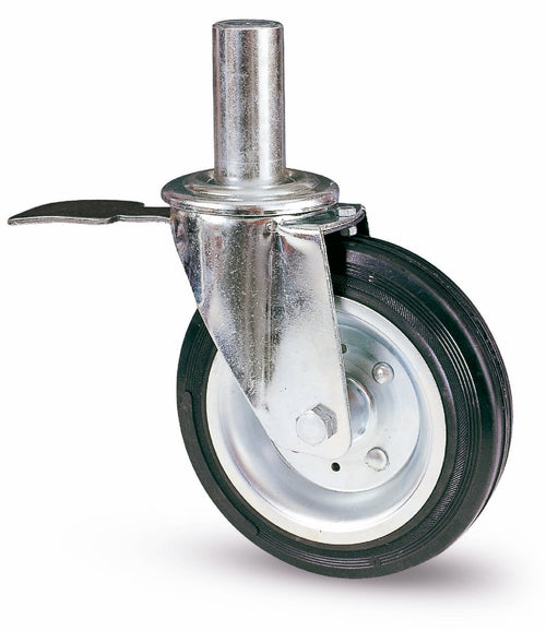 Avo Ruota Girevole Per Ponteggi+Freno Art.80Bisbi Mm.200-Perno Mm.40X190