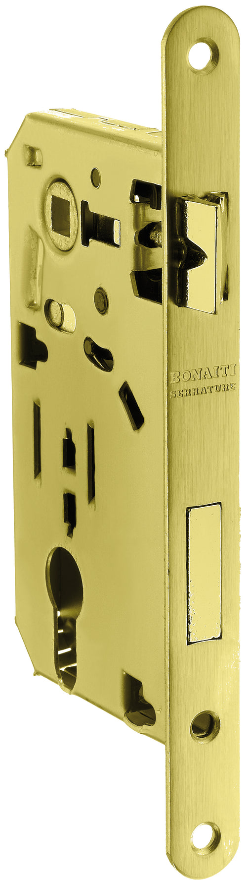 Bonaiti Serratura Legno Patent Inf. B/Tondo Art. 290 - Ottonato Lucido E.50