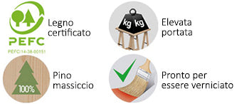 Cavalletto Richiudibile In Legno Di Pino Profilo Mm. 30X60 - Cm. 73,5X39X80 H - Kg. 1.200