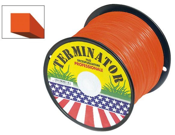 Filo Quadrato Per Decespugliatore Terminator Col. Arancio Mm. 3,0X230 Mt. (Bobina Kg. 2)
