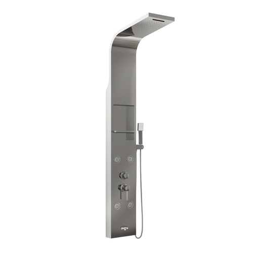 Colonna Pannello Doccia In Acciaio Inox Cromato Lucido Con Doccetta,Flessibile E Getti Orizzontali M - Cromato Lucido - Aer
