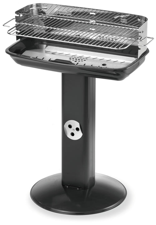 Ompagrill Barbecue C/Paravento 60-40 Venus Inox Griglia Acciaio Cromato Cm. 60X36 - H Cm. 86