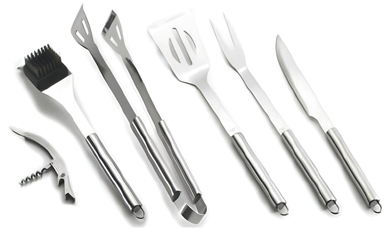 Ompagrill Set Utensili Per Barbecue Inox Valigetta In Alluminio 6 Pezzi