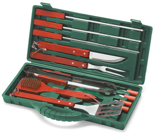 Ompagrill Set Utensili Per Barbecue Valigetta 12 Pezzi Manico Da Cm. 40