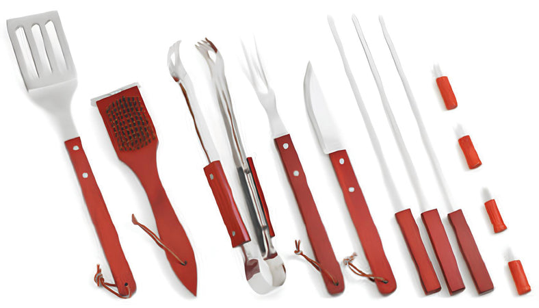 Ompagrill Set Utensili Per Barbecue Valigetta 12 Pezzi Manico Da Cm. 40