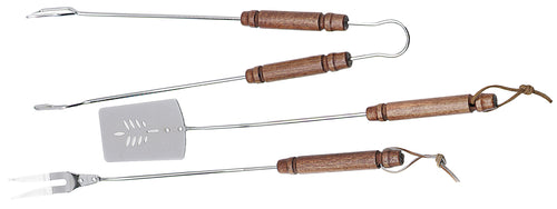 Ompagrill Set Utensili Per Barbecue 3 Pezzi: Pinza, Paletta, Forchettone Con Manico Da Cm. 55