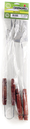 Ompagrill Set Utensili Per Barbecue 3 Pezzi: Pinza, Paletta, Forchettone Con Manico Da Cm. 55