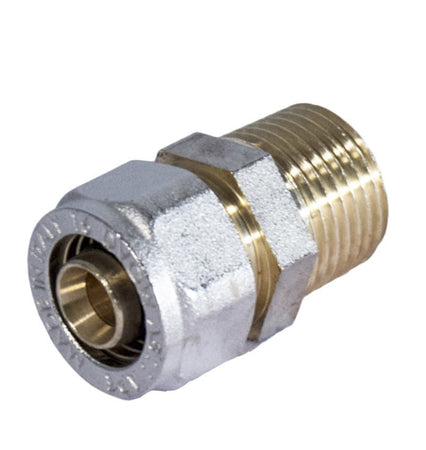 Raccordo Diritto Maschio A Stringere A Corpo Unico Per Tubo Multistrato Modello 701Fp - 1/2 Ø16 - Ape