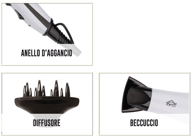 Dcg Asciugacapelli Con Diffusore 1.800/2.000 W Col. Arancione - 2 Velocitãe, 2 Temperature