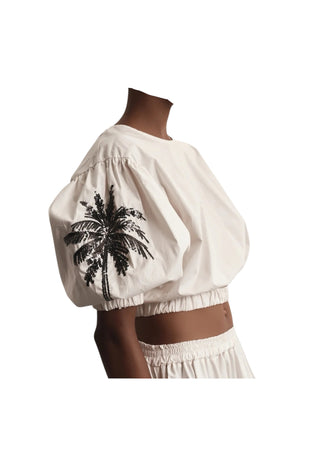 AKEP Blusa con ricami in paillettes sulle maniche Donna scollo dietro da donna