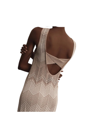 AKEP Vestito lungo smanicato zig zag Donna schiena scollata da donna