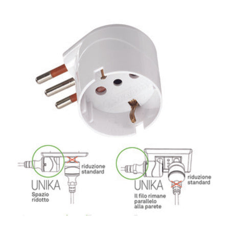 Rosi 78027 Adattatore Schuko 90 10A 2P+T- 1,0 Pz