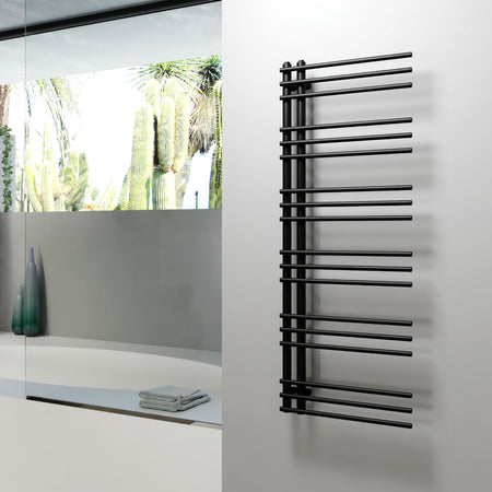 Radiatore Termoarredo Di Design Nero Opaco Modello Arpa - Mm 1200X500 - Watt 430 - Delta T50. 1467 - 18 Tubi - Mam