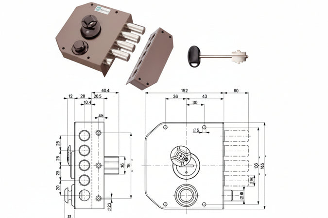 Serratura Laterale Da Applicare Con Scrocco Doppia Mappa 20510- - Mm.60 Sx (20510Vsdm) - Mottura