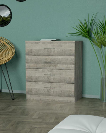 KIT Cassettiera Cassettone 4 Cassetti in Legno cm. 70 x 40 x 72 H