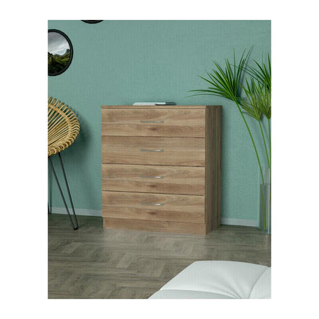 KIT Cassettiera Cassettone 4 Cassetti in Legno cm. 70 x 40 x 72 H