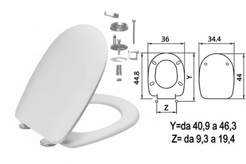 Sedile Wc In Termoindurente Passepartout Bianco Cerniere Inox H050 Coprivaso Copriwater Saniplast