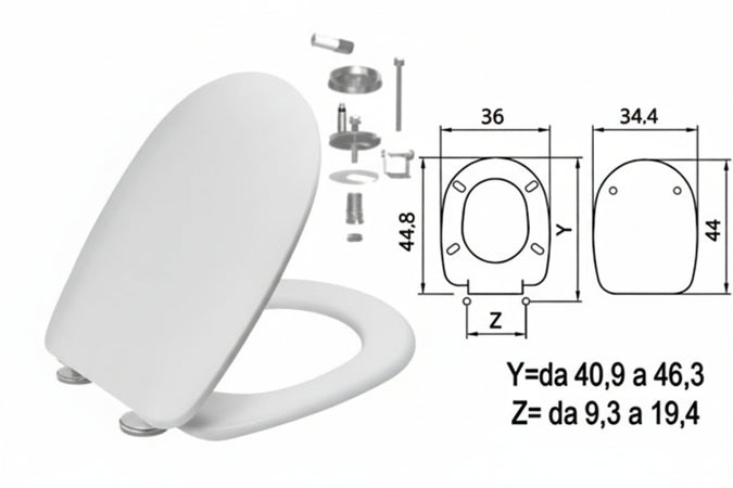 Sedile Wc In Termoindurente Passepartout Bianco Cerniere Inox H050 Coprivaso Copriwater Saniplast
