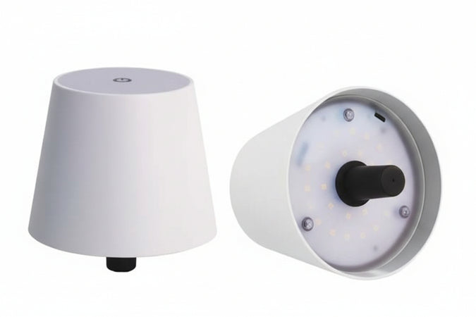 Lampada Da Tavolo A Led Ricaricabile A Tappo Bianca- - Mm.105X90H. - Syntesy