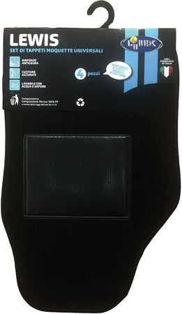 Lubex Set 4 Tappeti Universali Per Auto In Moquette ''Lewis'' Con Grip Antiscivolo