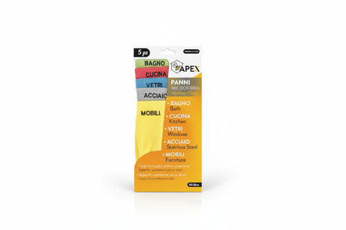 Set 5 Panni Microfibra Con Destinazioni D'Uso- - Cm.38X30 - 6 Pezzi Apex