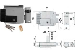 Elettroserratura Per Cancelli Con Tetto Verniciata 11721 N7- - Mm.60 Dx (11721601N7) - 1 Pezzi Cisa